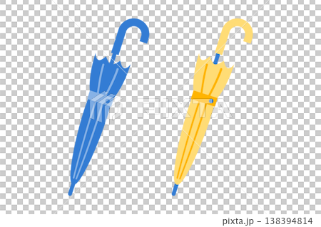Minimalist illustration of two closed umbrellas; weather icon design. 138394814