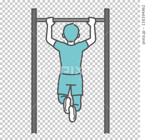 懸垂（チンニング）で背中を鍛える男性の後ろ姿のイラスト 138394962