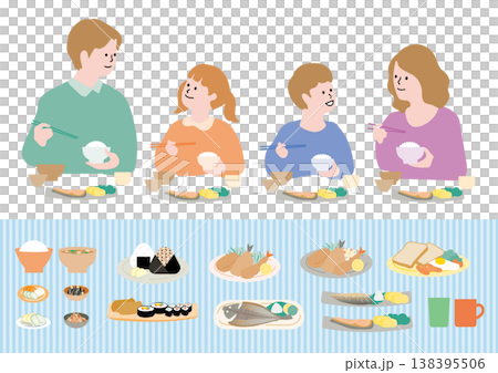 Family meal scene and food set 138395506