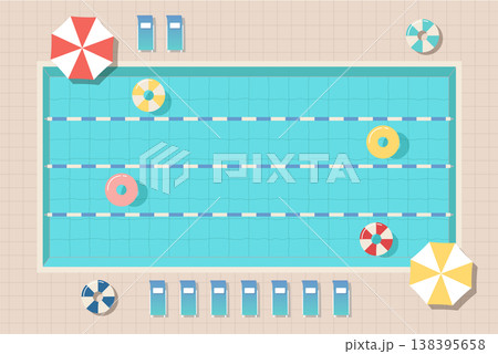 夏 プール 泳ぐ 壁紙 背景 イラスト ベクター 138395658