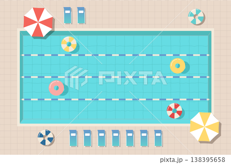 夏 プール 泳ぐ 壁紙 背景 イラスト ベクター 138395658