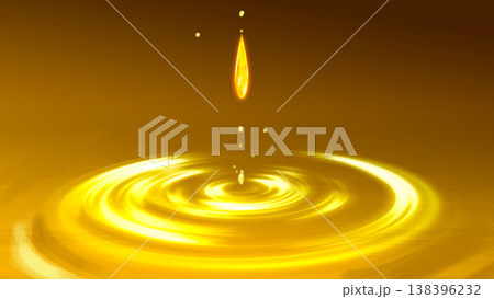 しずくが落ちる黄金のリキッド背景 138396232
