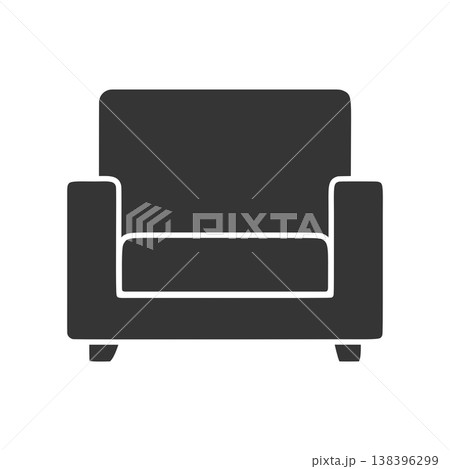 シンプルな一人掛けソファのシルエットアイコン 138396299