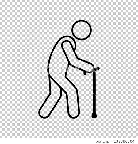 Line icon of a person using a cane Line icon of a person using a cane 138396304