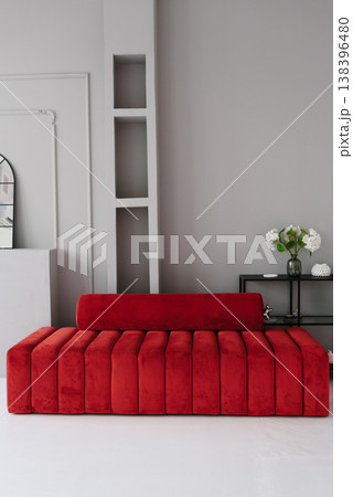 Red Velvet Sofa in Modern Living Room Interior Red Velvet Sofa in Modern Living Room Interior 138396480