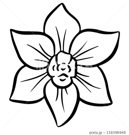 Simple floral flower heads wildflower outline clipart vector illustration 138396948