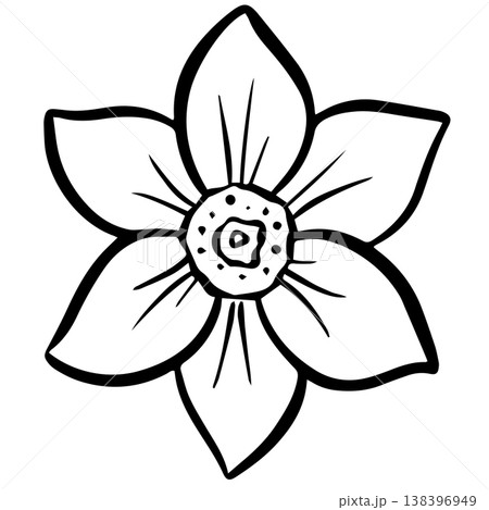 Simple floral flower heads wildflower outline clipart vector illustration 138396949
