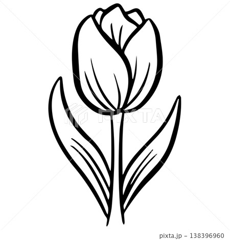 Simple floral flower heads wildflower outline clipart vector illustration 138396960