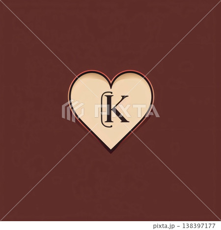 Vintage letter K in the form of a heart. Vector illustration. Vintage letter K in the form of a heart. Vector illustration. 138397177