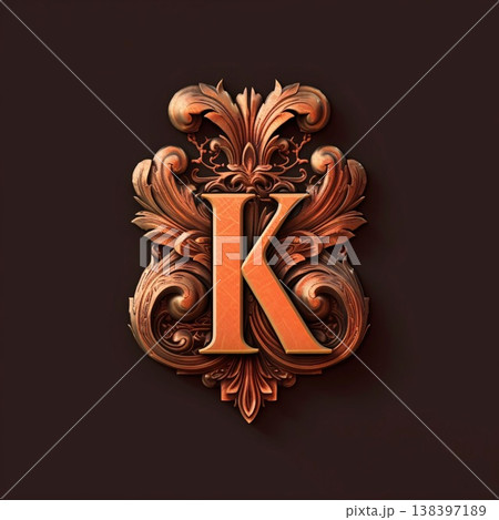Luxury 3d capital letter K in the Baroque style. 138397189