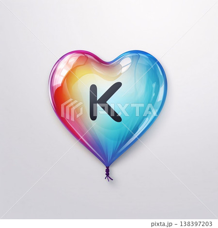 Illustration of a heart shaped balloon with a lowercase letter K Illustration of a heart shaped balloon with a lowercase letter K 138397203