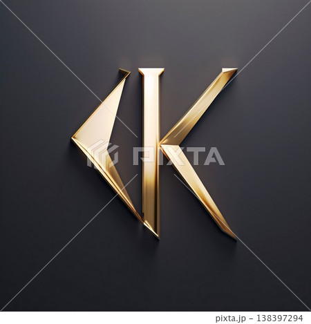 3d render of letter K in gold on a black background. 3d render of letter K in gold on a black background. 138397294