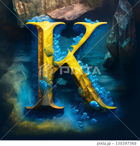 letter k in the water. 3d illustration of a letter. 138397368