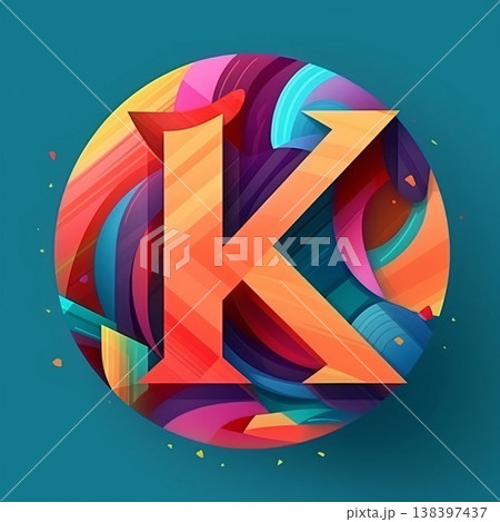 K letter in 3d style. Colorful lettering. Vector illustration. K letter in 3d style. Colorful lettering. Vector illustration. 138397437