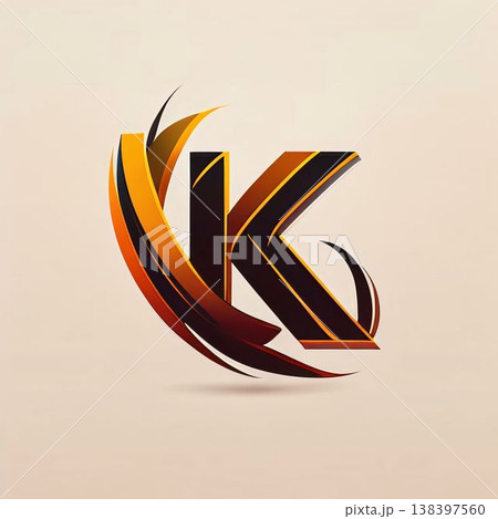 company logo icon element template 3d letter k orange black swoosh 138397560
