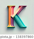 Colorful 3d font. Letter K uppercase. 3d rendering 138397860