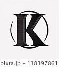 Initial Letter K Logo in Black and White with Elegant Circle. 138397861