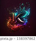 K letter in the smoke. Vector illustration. Colorful explosion. 138397862