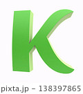 green letter K isolated on white background. 3d render image. 138397865