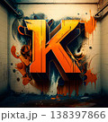 3d rendering of an orange letter K in a subway station. 138397866