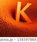 3d render of letter K on orange background. Computer generated image. 138397868
