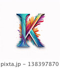 Alphabet letter K with colorful paint splashes. Vector illustration. 138397870