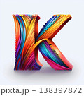 3D Letter K, colorful 3D rendered font with shadow effect 138397872