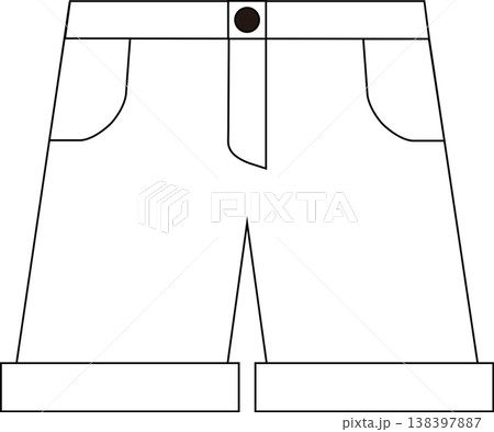 暑い日に穿くシンプルなハーフパンツのイラスト_白 138397887