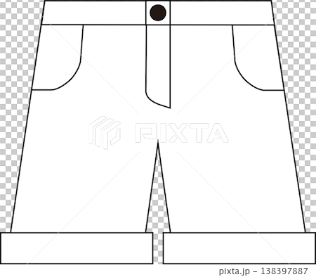 暑い日に穿くシンプルなハーフパンツのイラスト_白 138397887