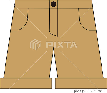 暑い日に穿くシンプルなハーフパンツのイラスト_茶 138397888
