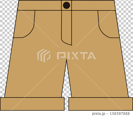 暑い日に穿くシンプルなハーフパンツのイラスト_茶 138397888