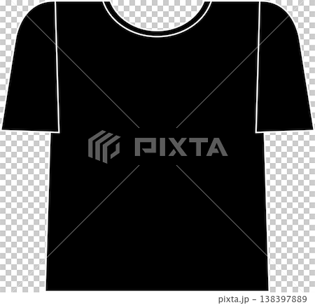 Illustration of a simple short-sleeved T-shirt to wear on a hot day - black 138397889