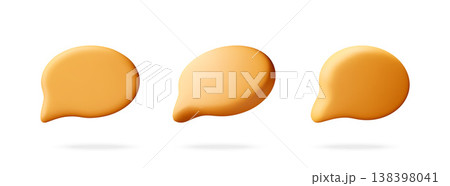 Yellow 3d speech bubble set isolated on white Yellow 3d speech bubble set isolated on white 138398041
