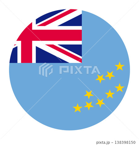 Circular Tuvalu national flag symbol. Country emblem for travel, island and Oceania concepts. 138398150