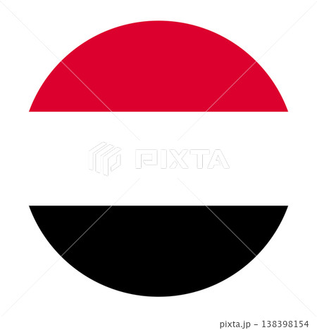 Circular Yemen national flag symbol. Country emblem for travel and language. Circular Yemen national flag symbol. Country emblem for travel and language. 138398154