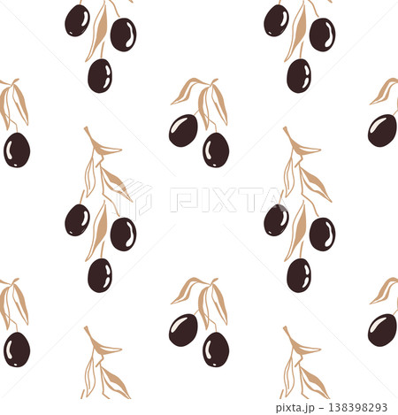 Stylized olive branches seamless pattern. Vector illustration background 138398293