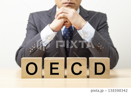 「OECD」と書かれたブロックとビジネスマン 138398342