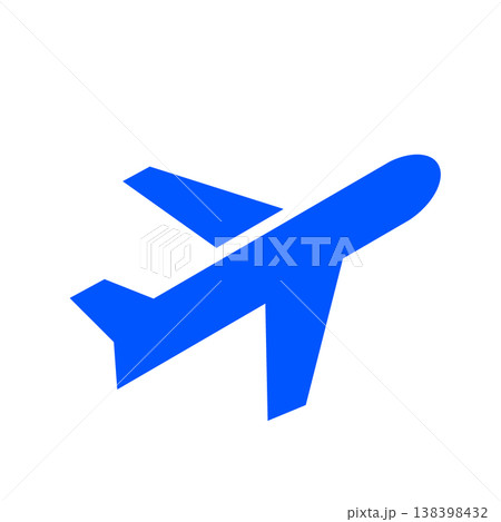 旅行や出張をイメージした飛行機ピクトグラム(青) 138398432