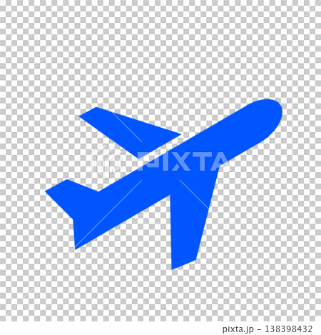 旅行や出張をイメージした飛行機ピクトグラム(青) 138398432