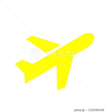 旅行や出張をイメージした飛行機ピクトグラム(黄色) 138398436