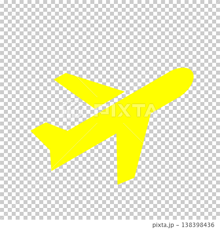 旅行や出張をイメージした飛行機ピクトグラム(黄色) 138398436