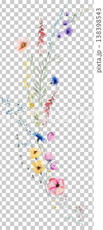 Floral bouquet with colorful watercolor wildflowers, hand drawn illustration for wedding stationery Floral bouquet with colorful watercolor wildflowers, hand drawn illustration for wedding stationery 138398543