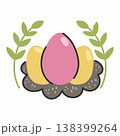 Easter eggs in nest. Cute illustration on white background 138399264