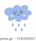 Funny cute rain cloud. Doodle style illustration on white background. 138399267