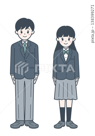 制服を着た高校生の男女の全身イラスト 138399271