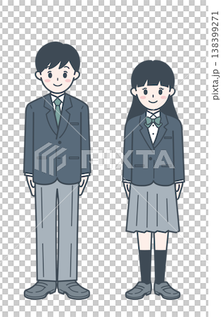 制服を着た高校生の男女の全身イラスト 138399271