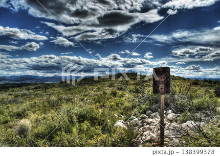 view of the old wooden fence on the hill view of the old wooden fence on the hill 138399378