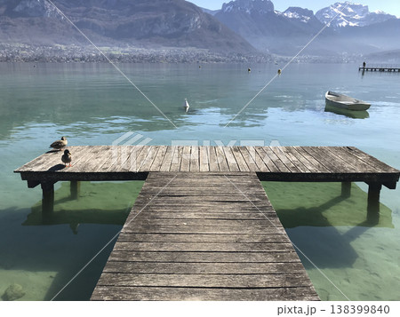 views from the shore of lake annecy 138399840