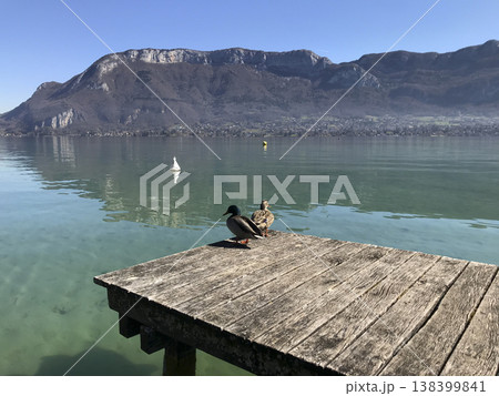 views from the shore of lake annecy 138399841