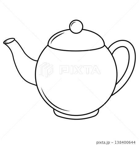 Teapot , kettle, tea kettle and tea cup line icon isolated on white background. Vector illustration. 138400644